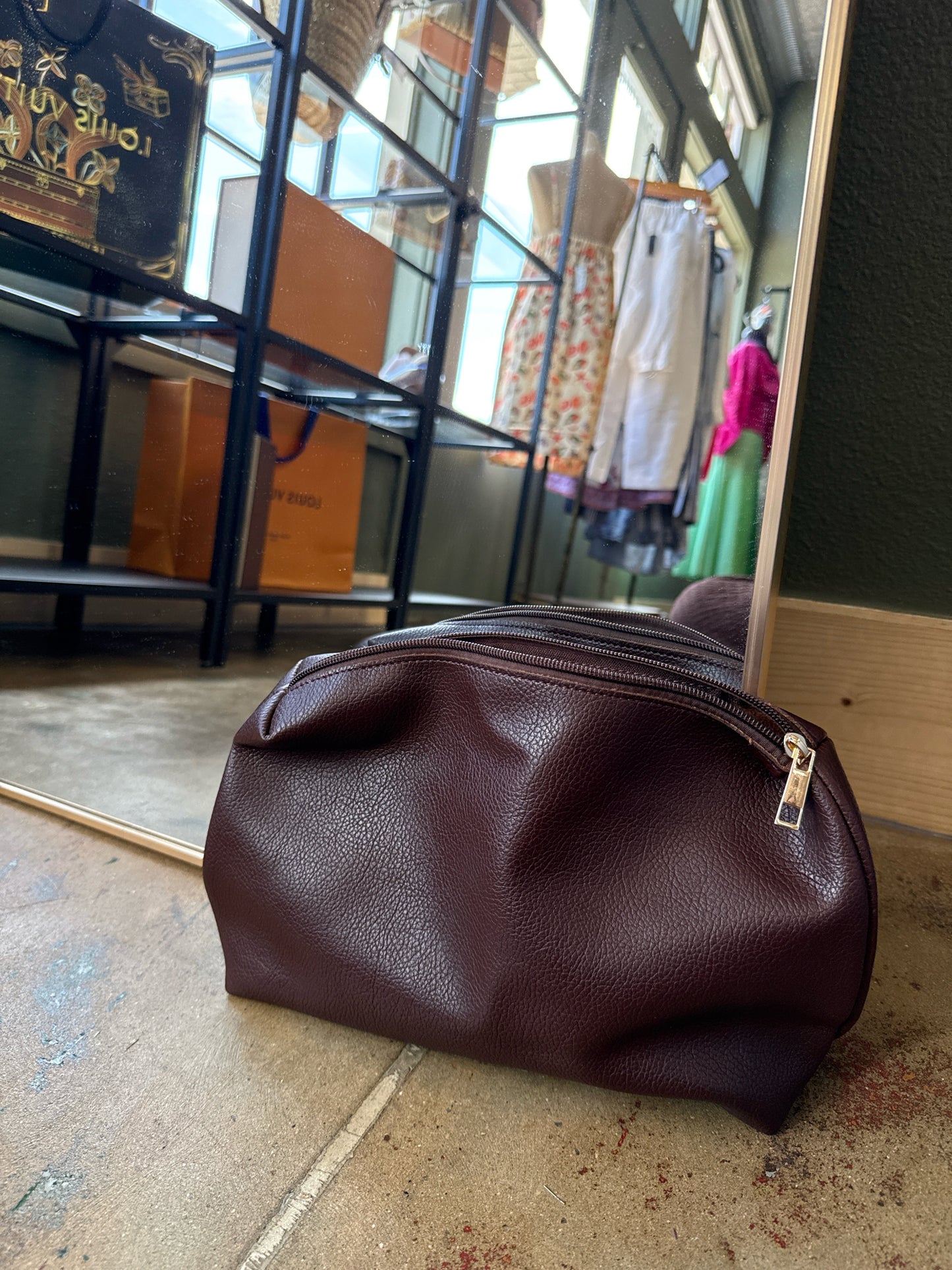 Anthropologie Brown Studded Bag Set