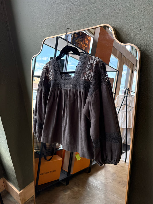 Lucky Brand Size XS Gray Top