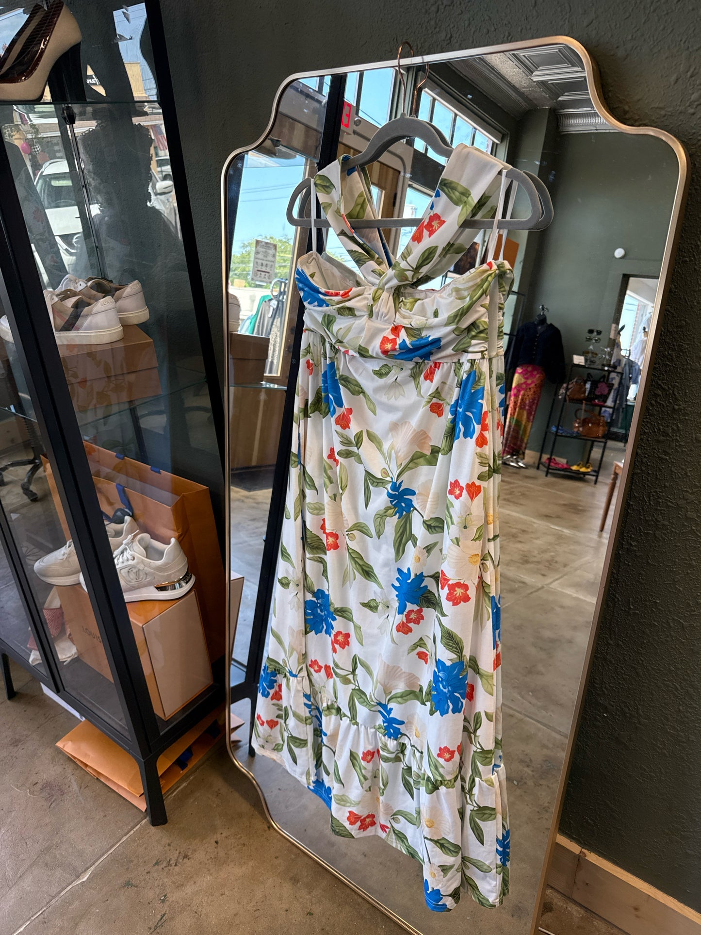 Grace Karin Size S White/Green/Blue Dress