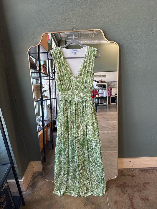 Steve Madden Size S Green/White Patterned Dress