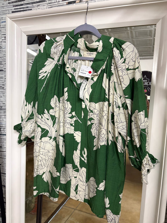 Umgee Size XL Green/White Floral Top
