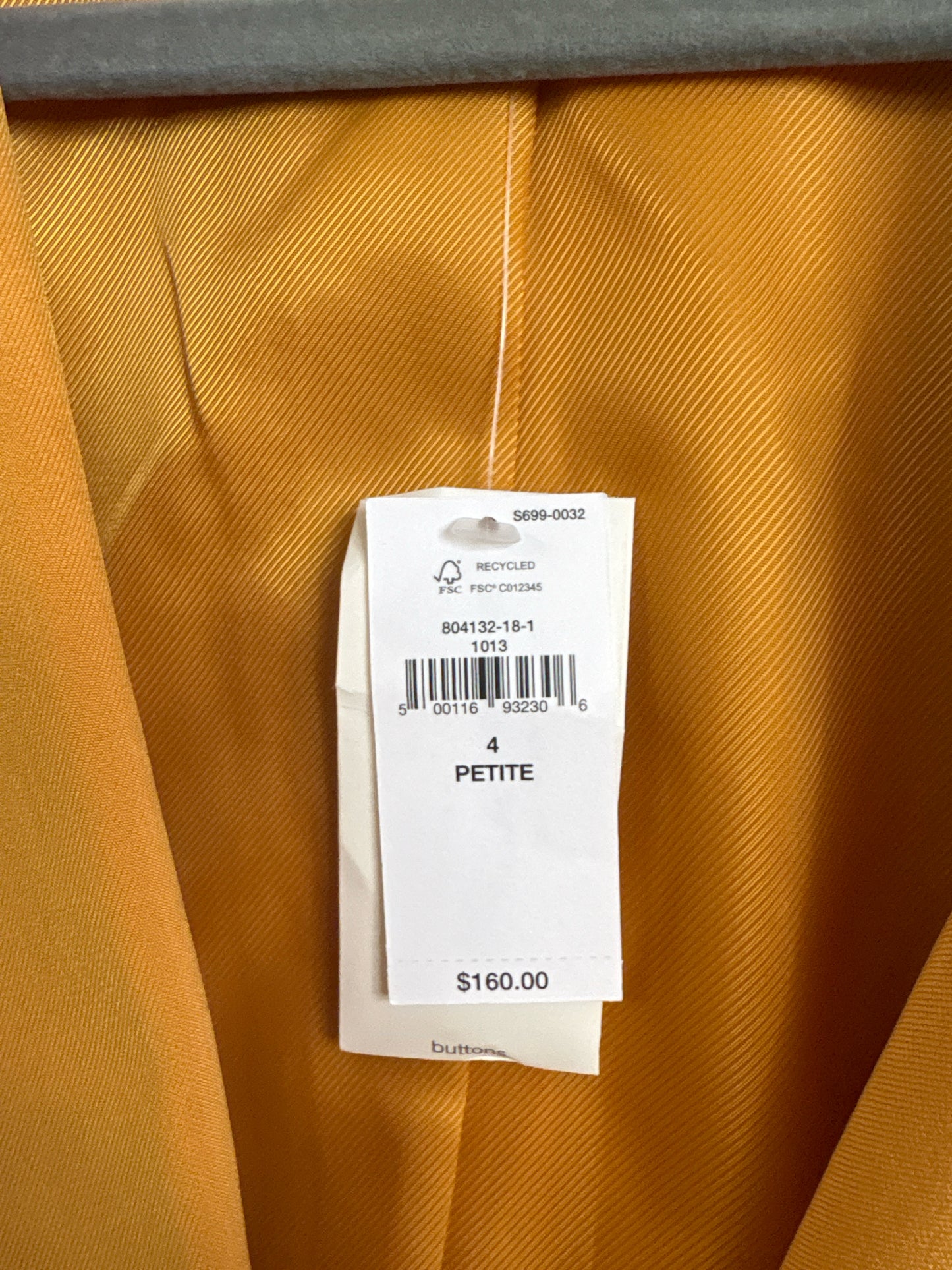 Banana Republic Size 4 Mustard Blazer