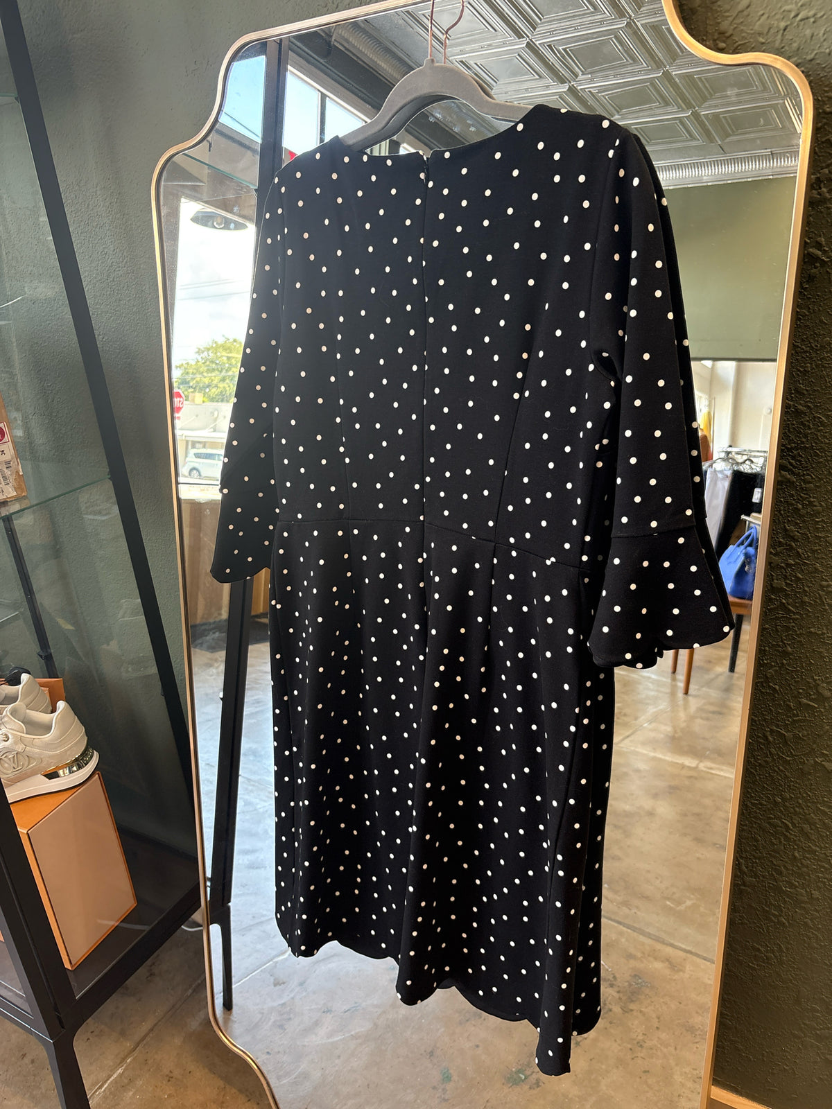 TALBOTS Size 10 Black Polka Dot Dress