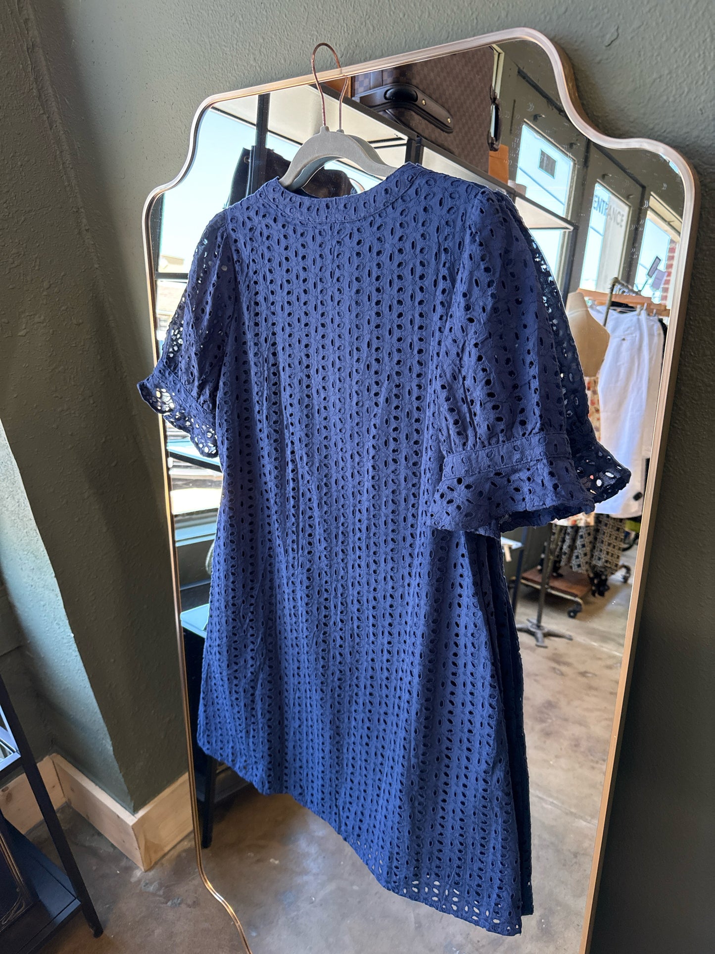 Merokeety Size M Navy Eyelet Dress