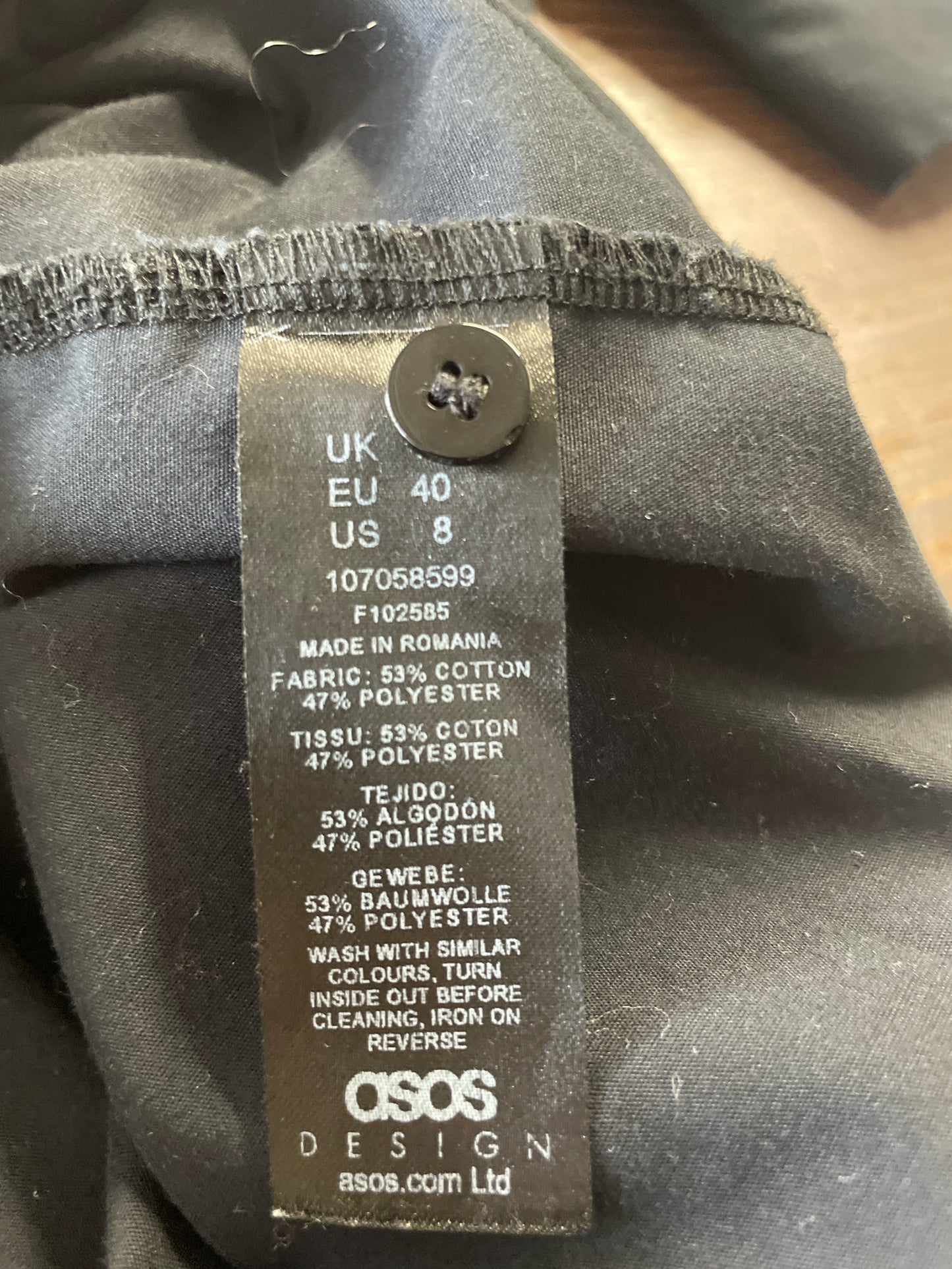 Asos Size 12 Black Dress