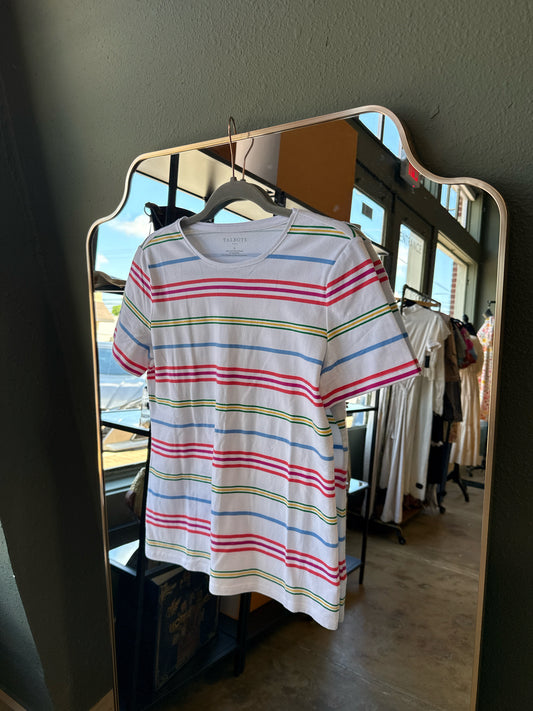 TALBOTS Size S white/multi Stripe Tee