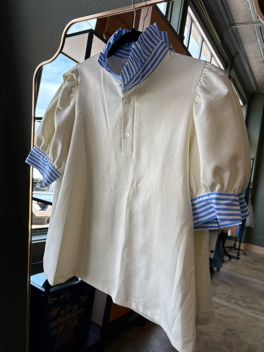 entro Size S Cream/White Stripe Top