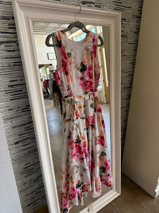 CALVIN KLEIN Size 10 White/Pink Dress