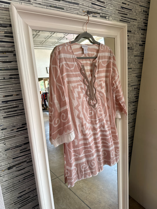 Soft Surroundings Size L pink/white Dress