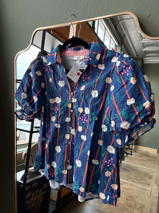 entro Size M Navy/Multi Flowers Top
