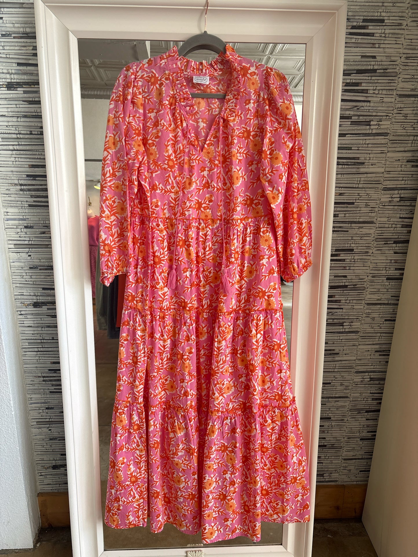 mudpie Size M orange and pink Dress