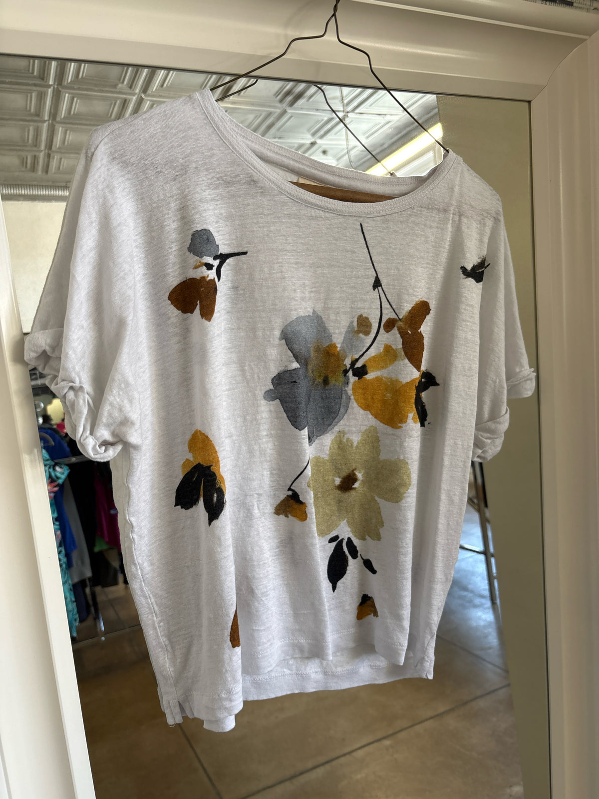 Poetry Size 10 White Print Top