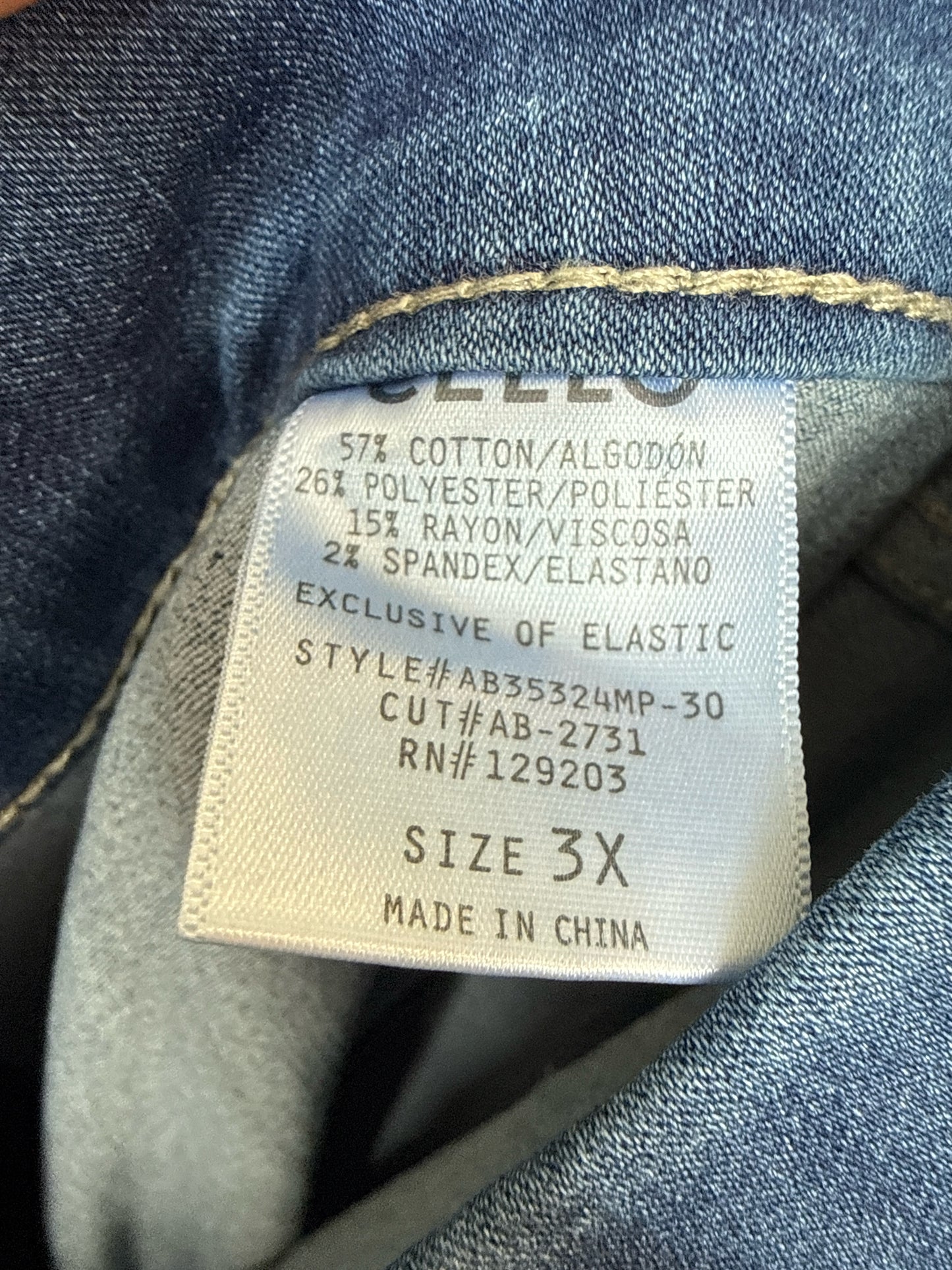 Ms. Cello Size 3X Denim Jeans