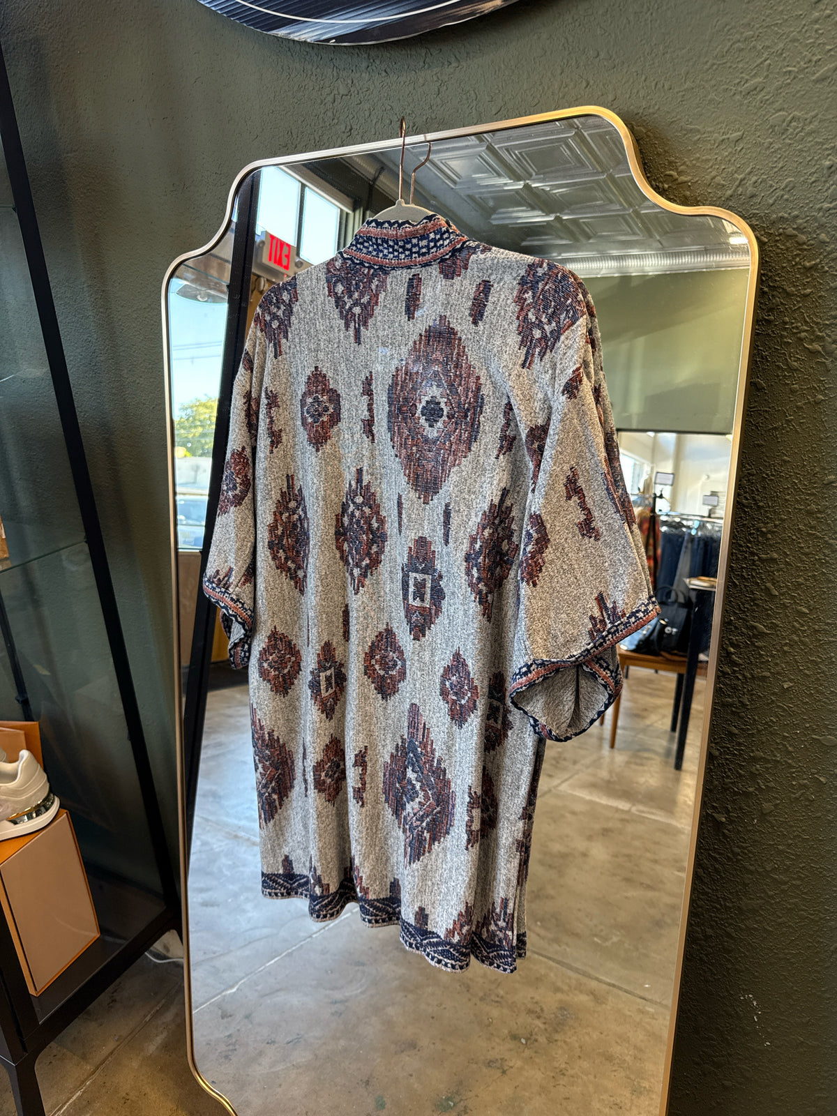 Bobeau Size XL Gray/Blue Kimono/Shawl