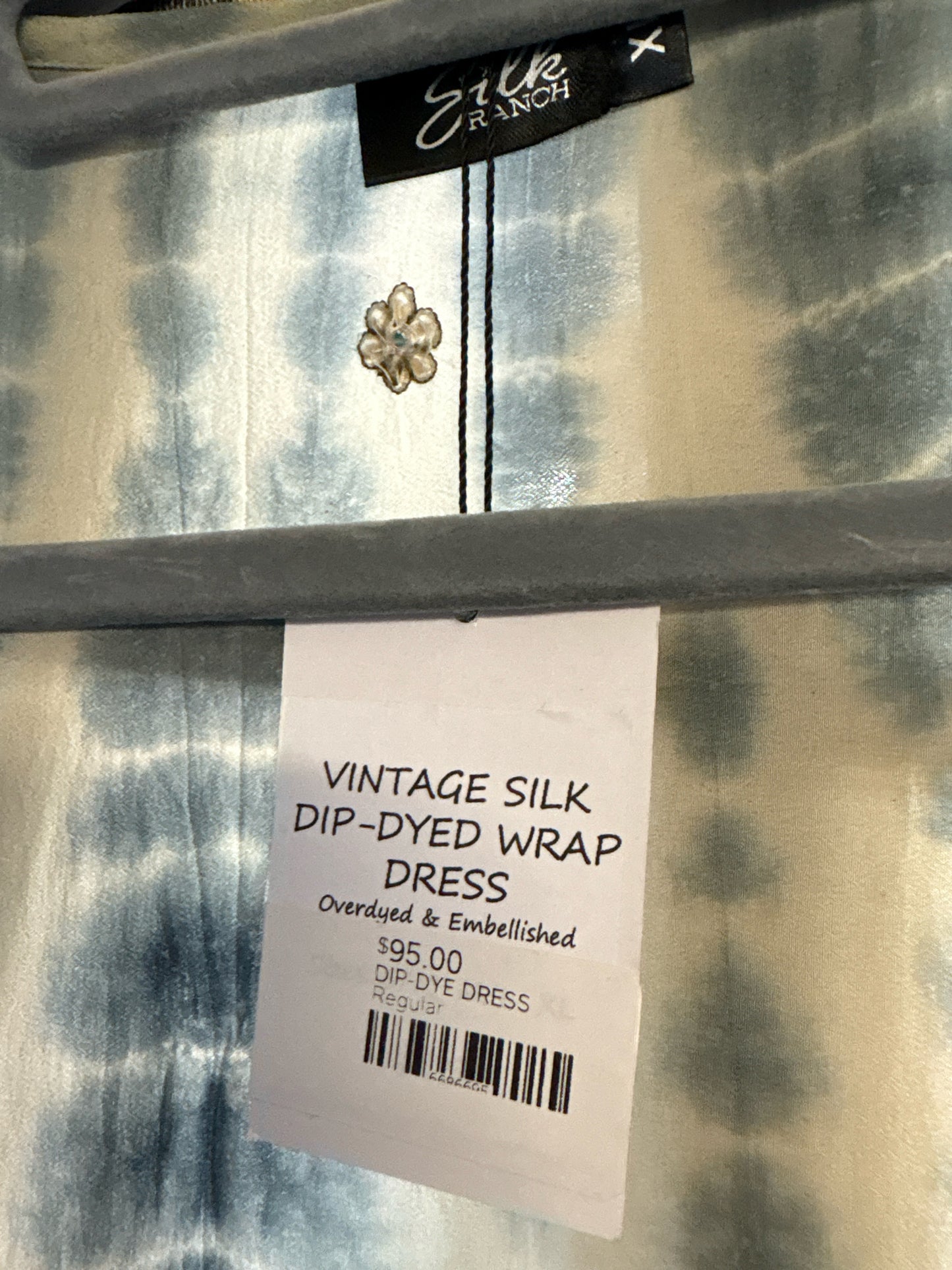 Silk Ranch Size XL White/Blue Tie Dye Dress