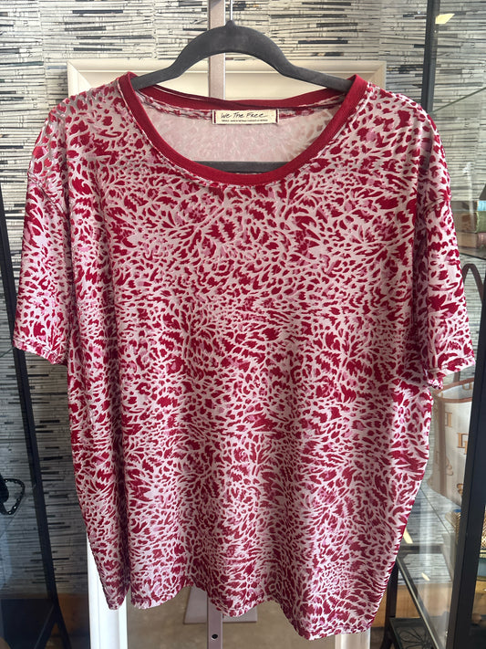 We The Free Size S burgandy Animal Pattern Top