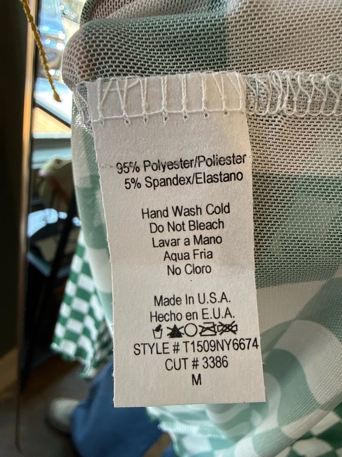 Nylon Apparel Size M Green/White sheer Top