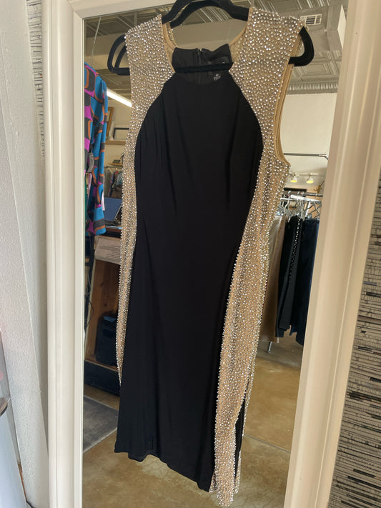 xscape Size 10 Black/Nude Studded Dress