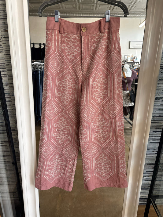 JOIE Size 8 blush/cream Embroidered Pants