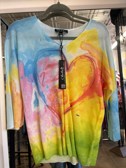 Charlie Size XS multi Heart Sweater