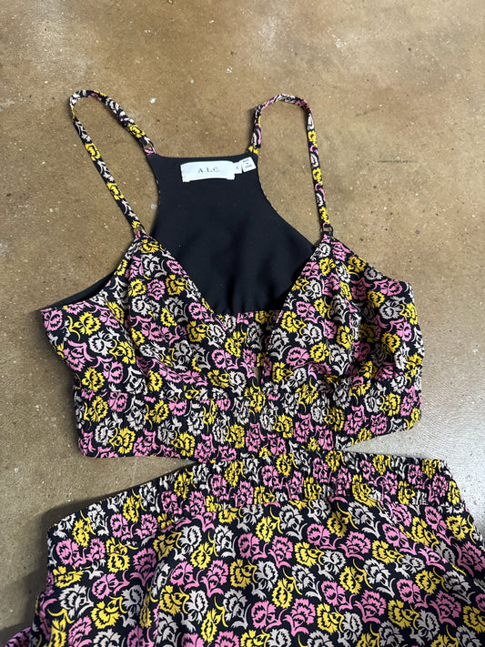 ALC Size 6 Black/Multi Floral Dress