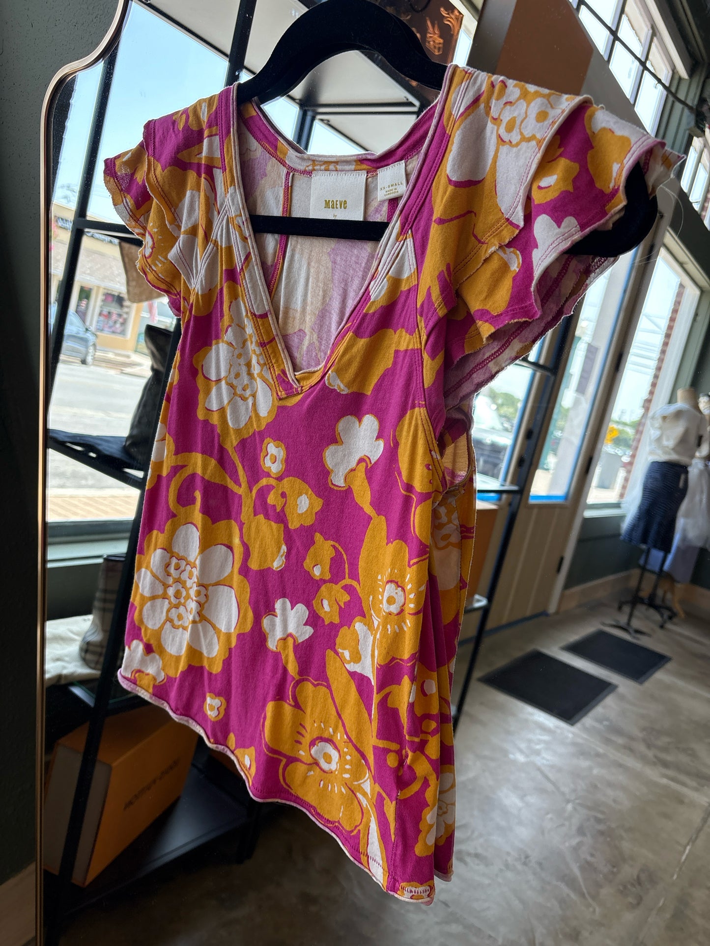 Maeve Size XXS Pink/Yellow Top
