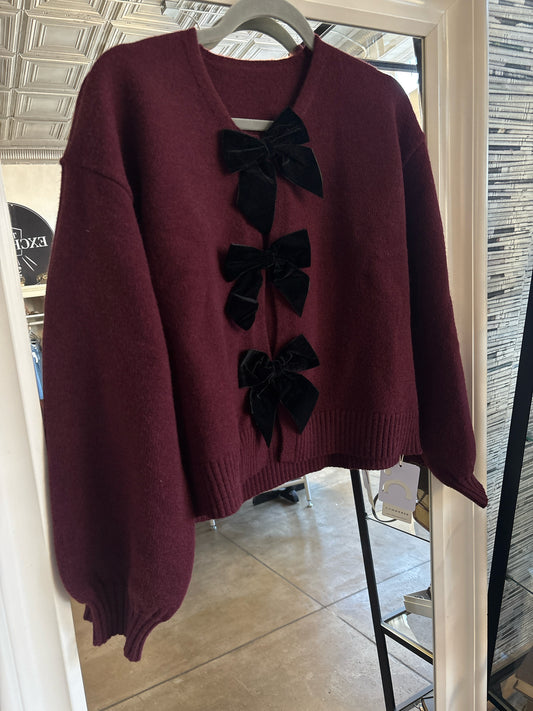 Commense Size S Deep Purple Bows Sweater