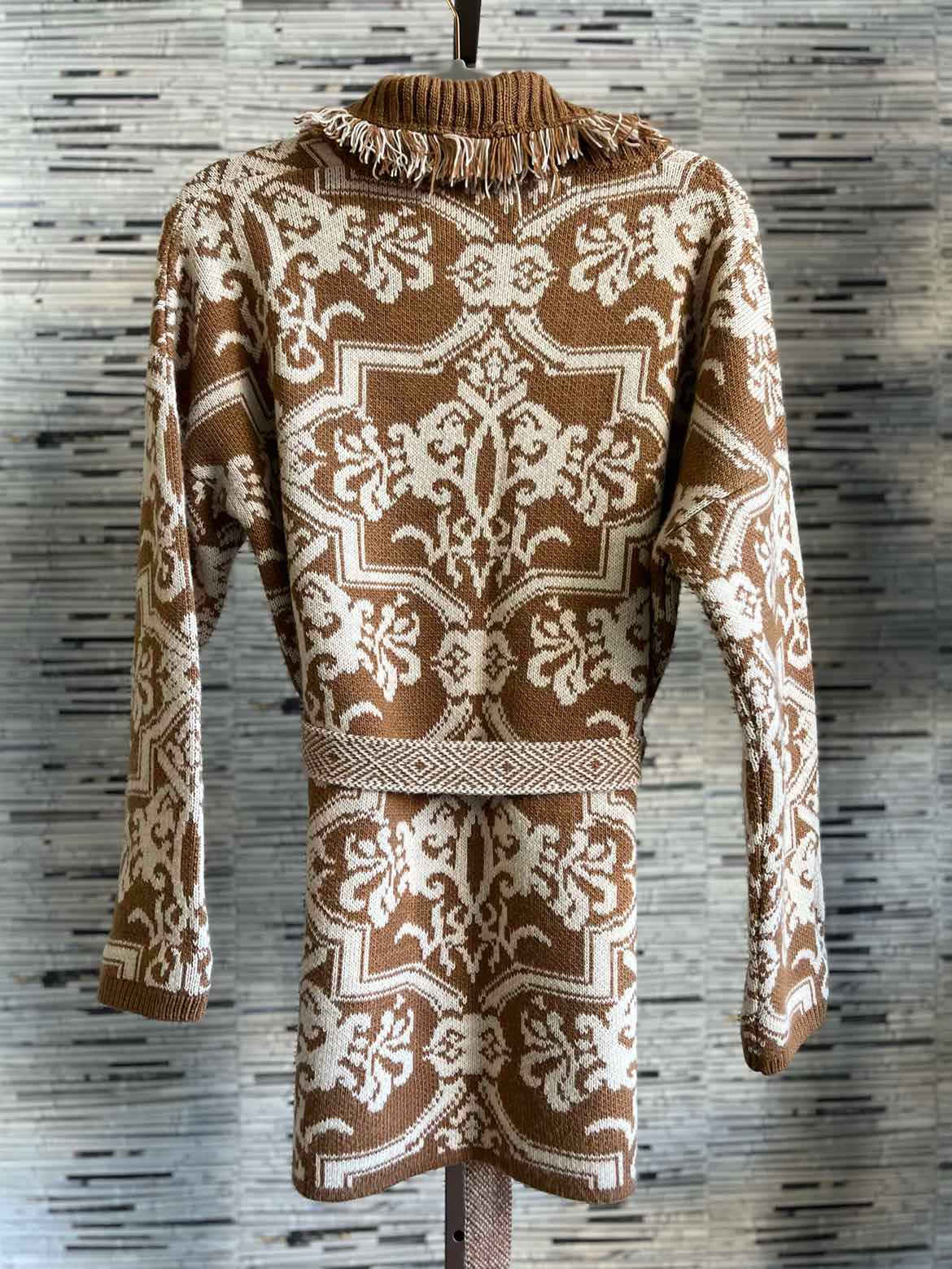 Anthropologie Size M Tan/White Paisley Cardigan