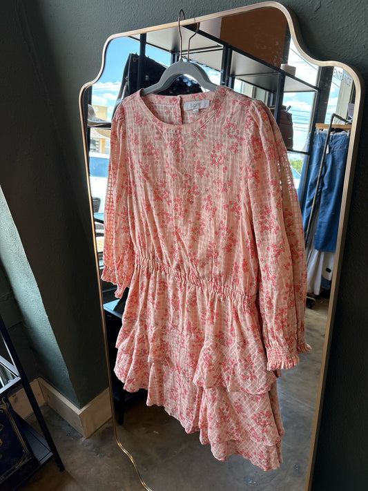 LOFT Size M Peach Floral Dress