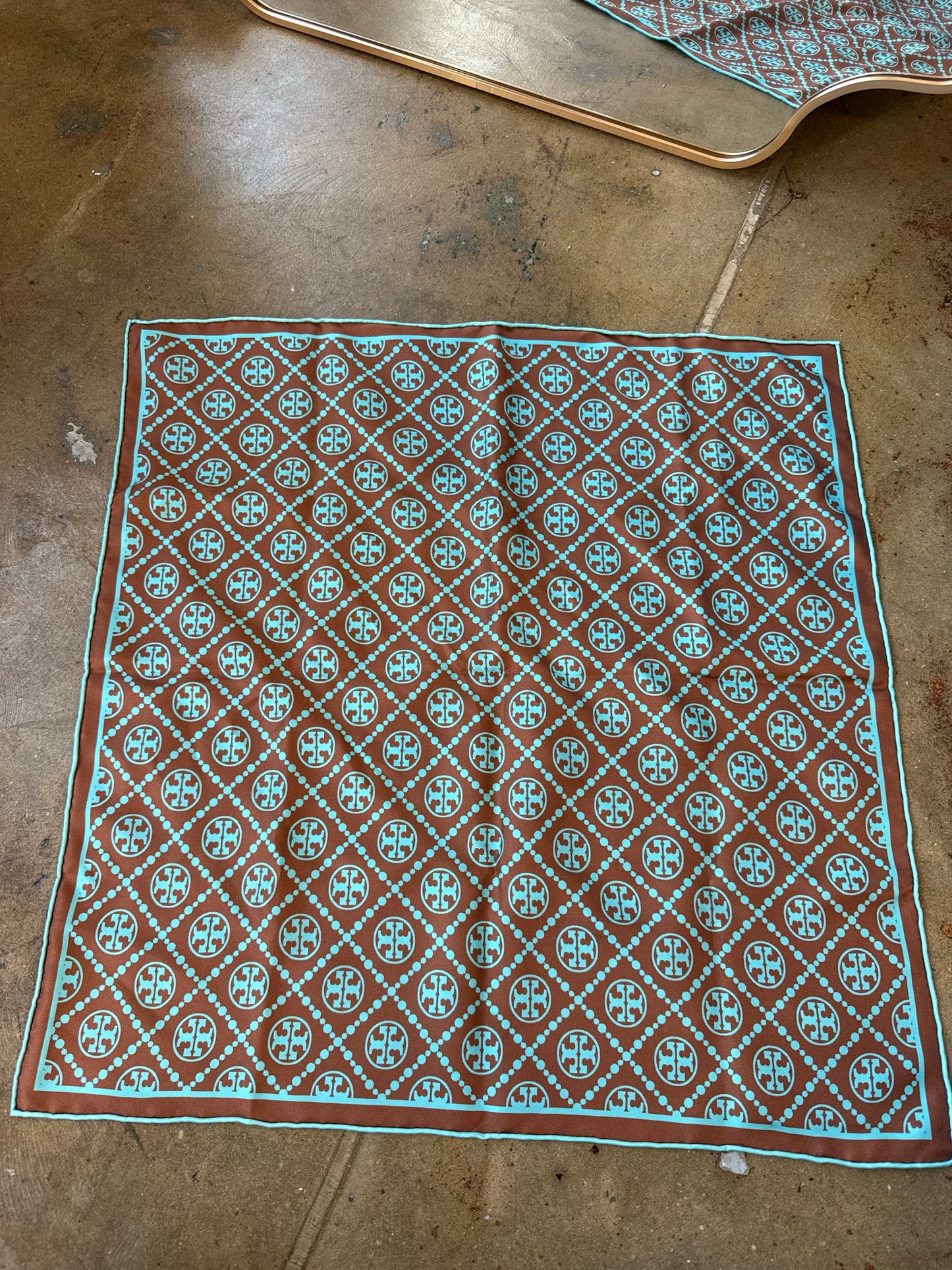 Tory Burch Brown/Teal Scarf