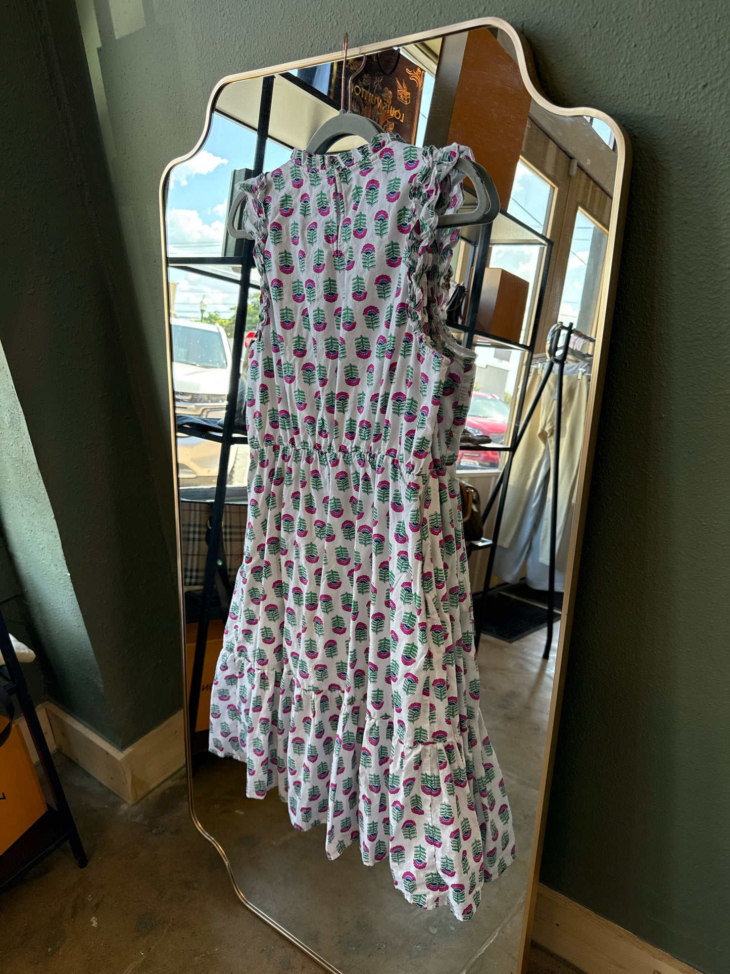 J. CREW Size 10 White/Pink/Green Dress