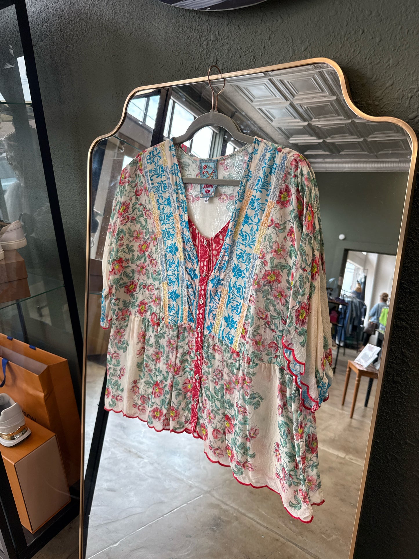 Johnny Was Size S Cream/multi Top