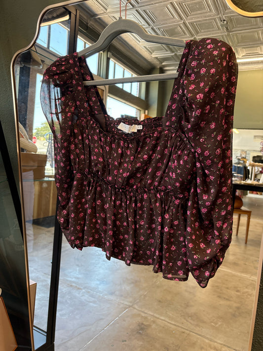 ASTR Size M Brown Print Top