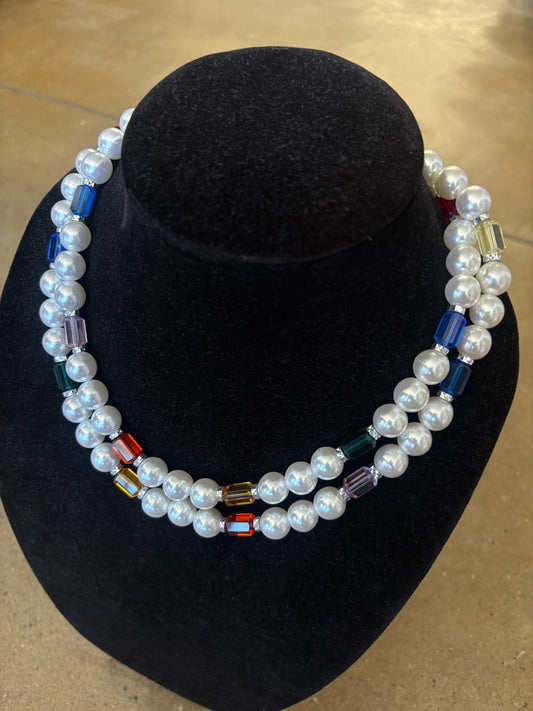 Sami Designs Cream/multi Pearls Necklace