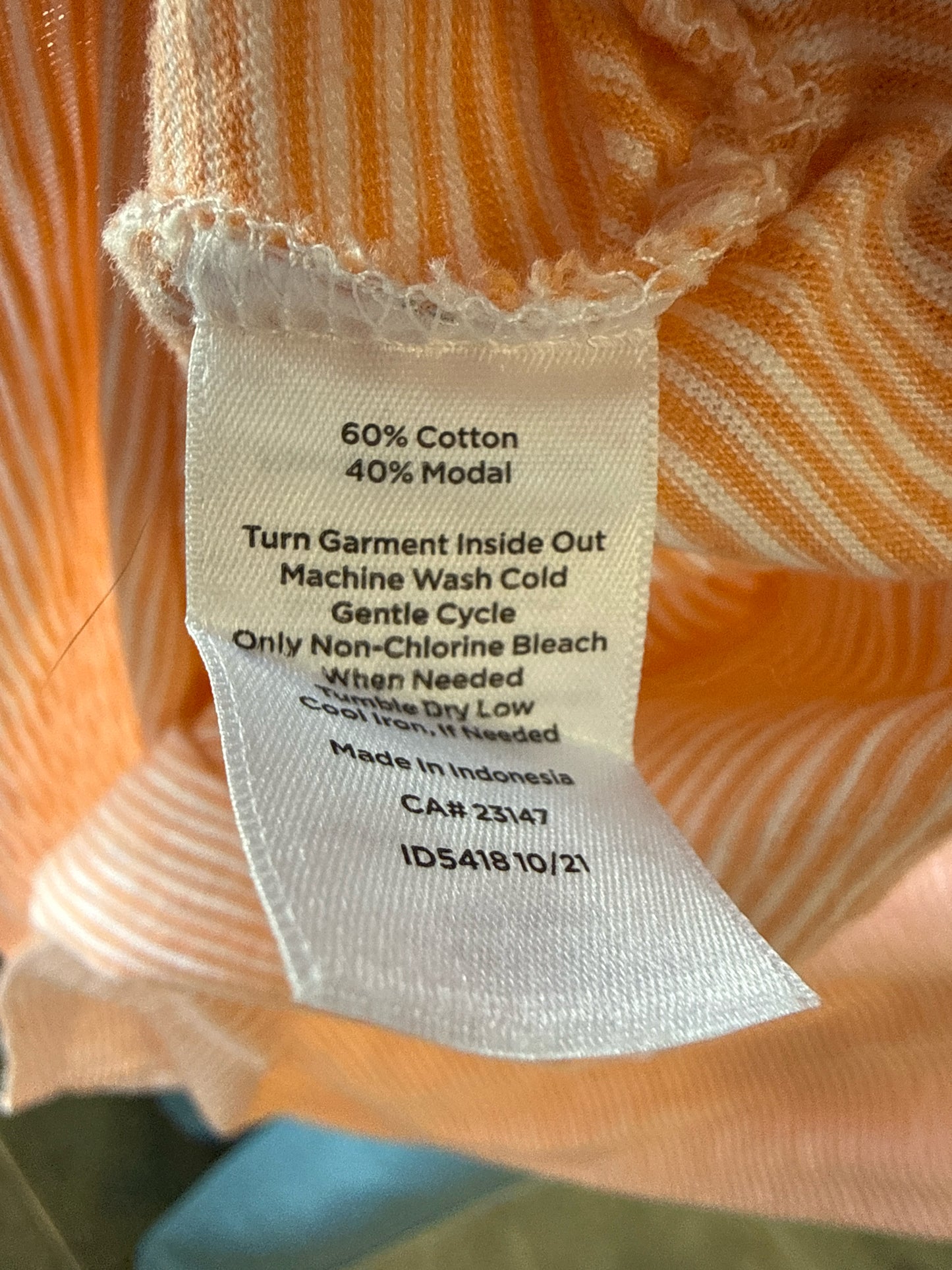 TALBOTS Size L Orange/White Top
