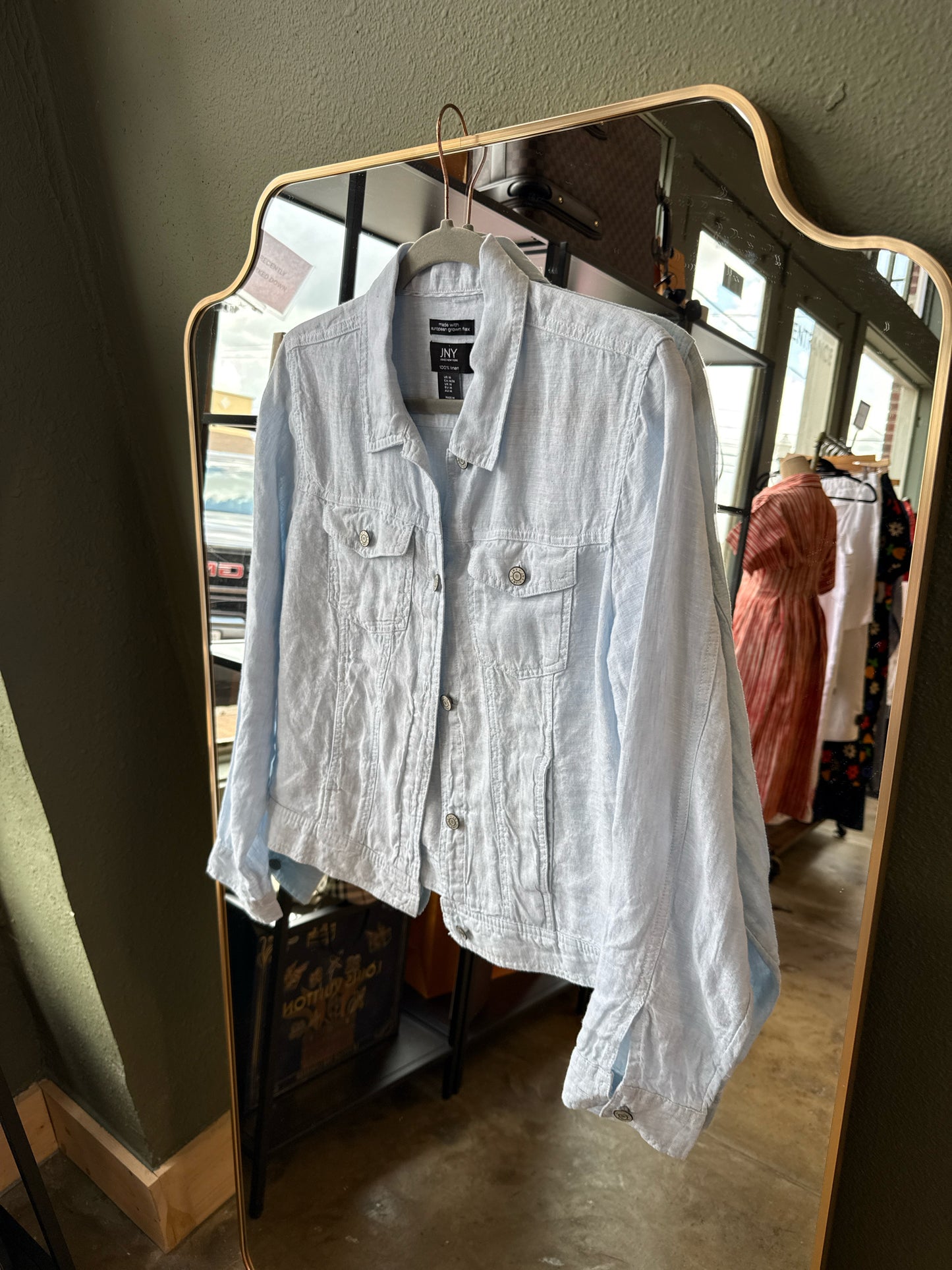 JNY Size M Light Blue Shacket
