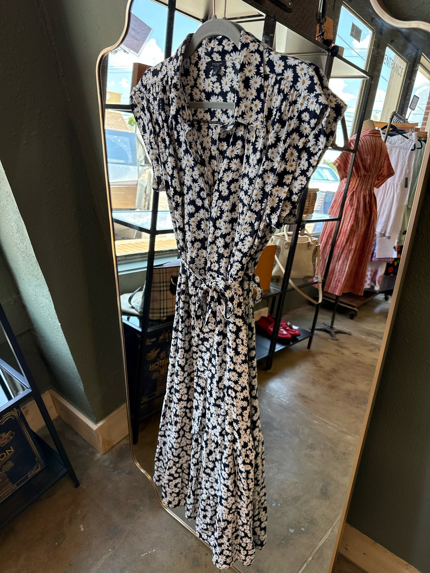 ANN TAYLOR Size 6 Navy/White Dress