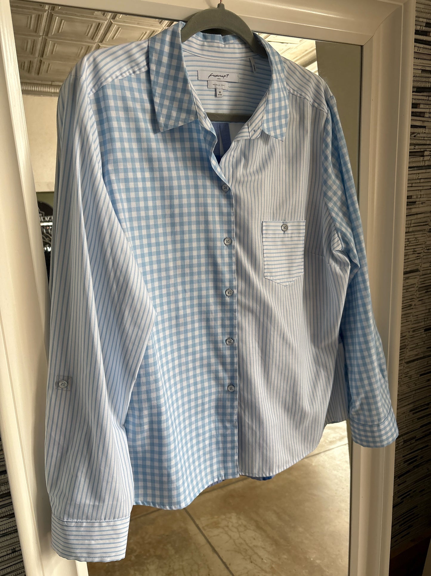 Foxcroft Size 18 blue and white Top
