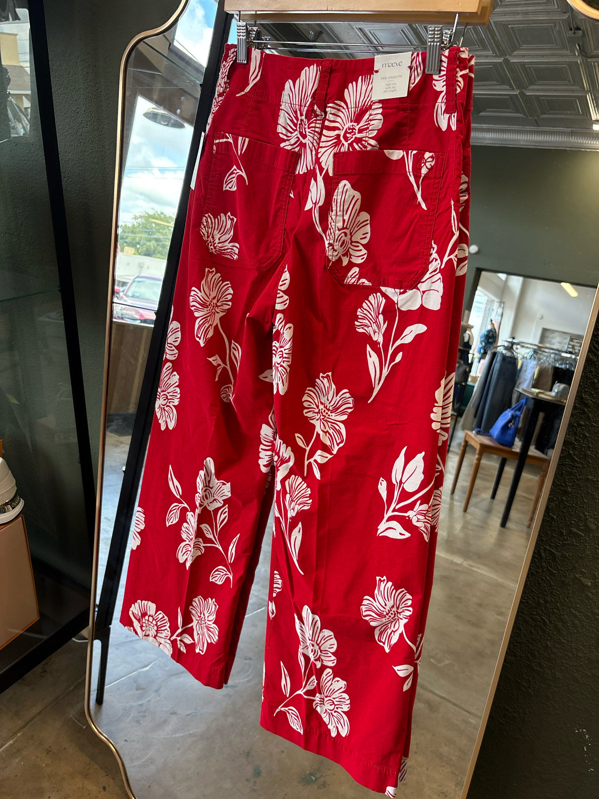 Maeve Size 28 Red/White Floral Pants