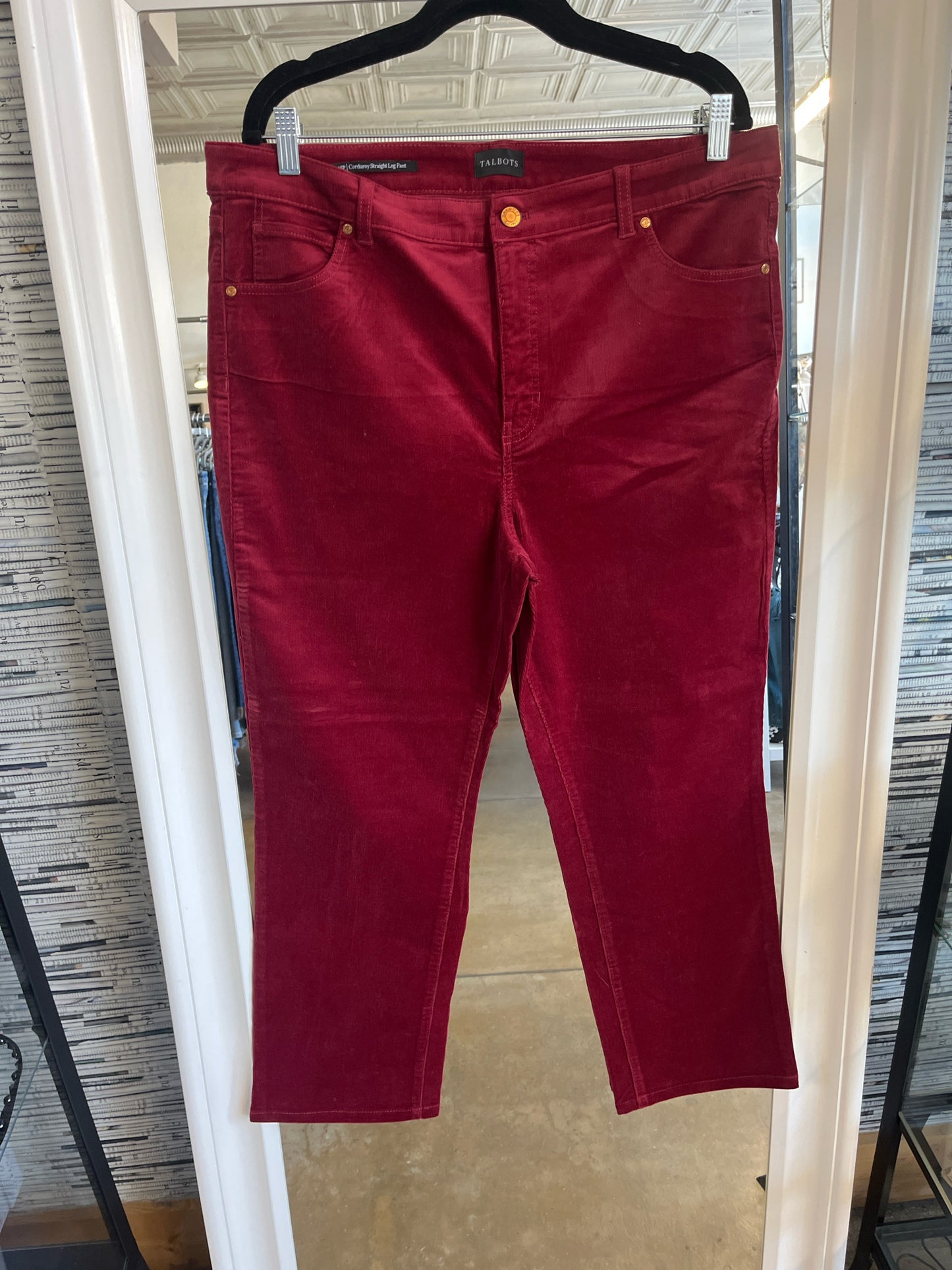 TALBOTS Size 16P Wine Corduroy Pants