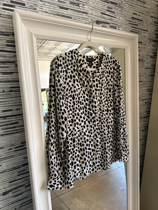 Adrienne Vittadini Size L Cream/Brown Top