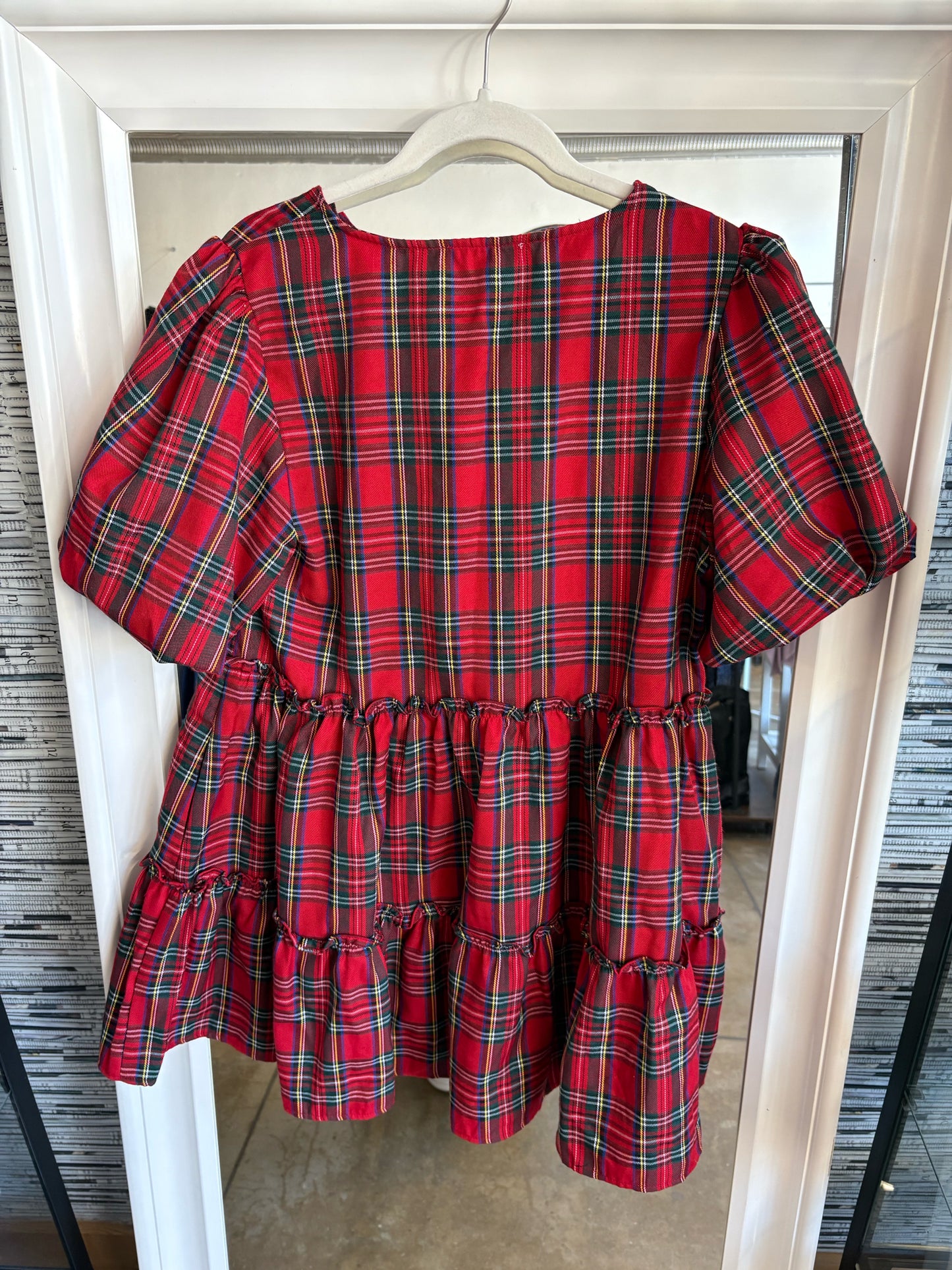 peach love Red/Multi Plaid Dress