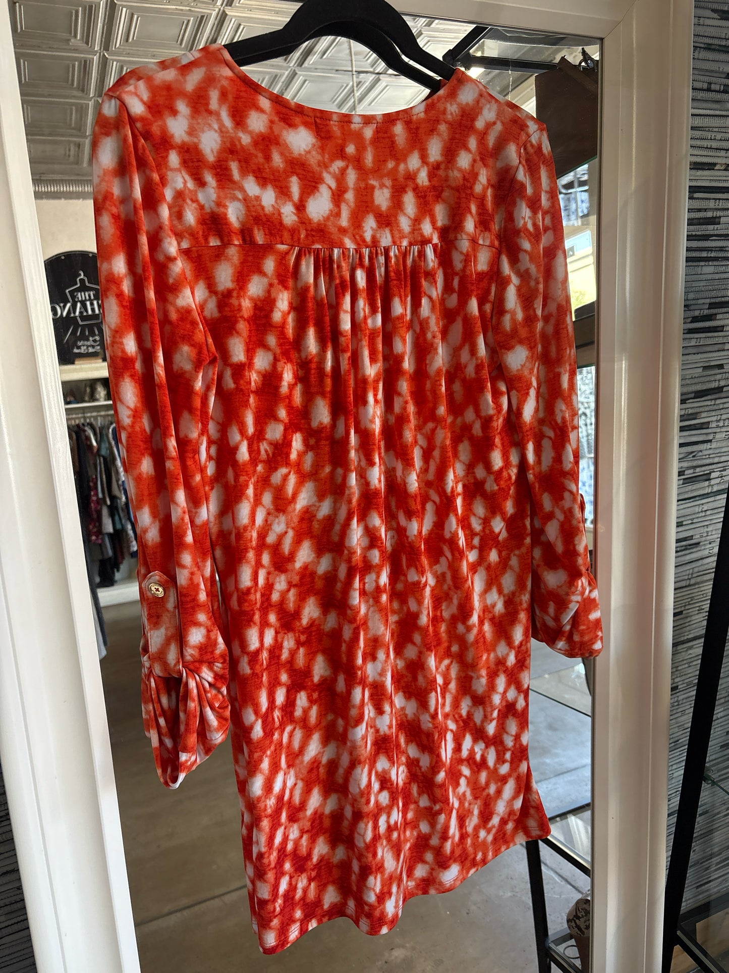 MICHAEL KORS Size S Burnt Orange/White Tie Dye Dress