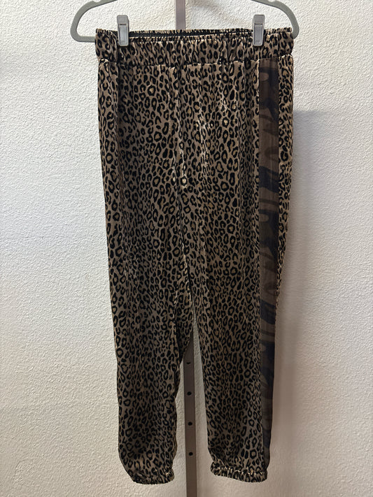 JW Los Angeles Size S Cream/Black Cheetah Pants