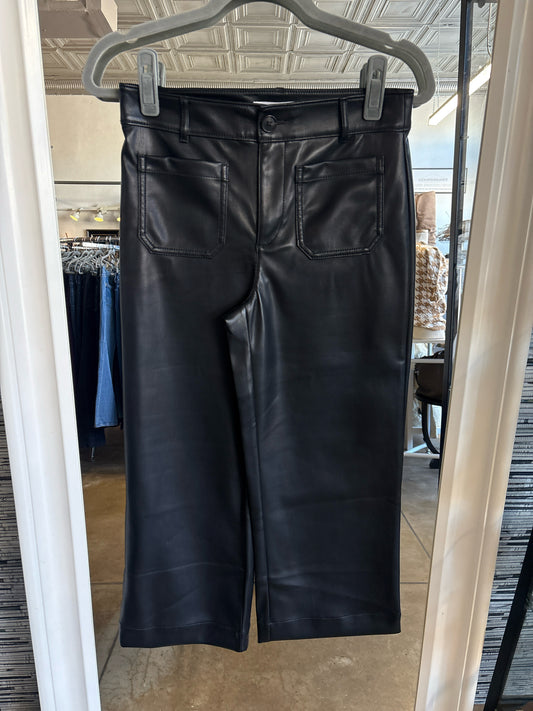 LOFT Size 2P Black faux leather Pants