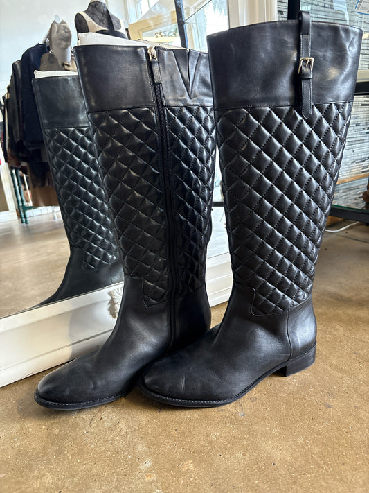 TALBOTS Shoe Size 10 Black Quilted Boots