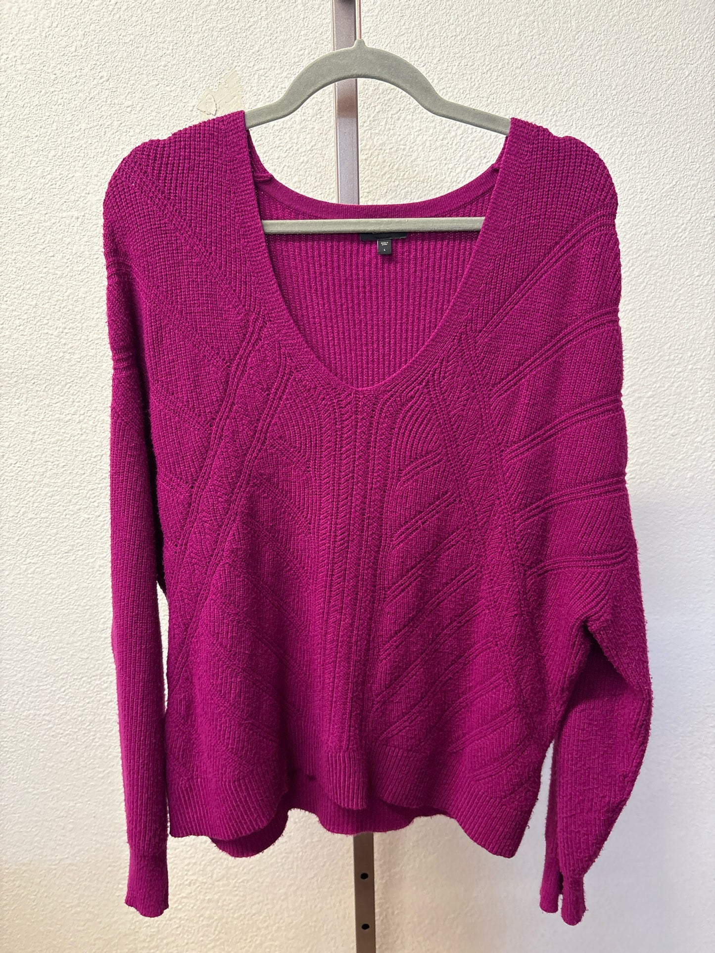 EXPRESS Size L Fuschia V-neck Sweater