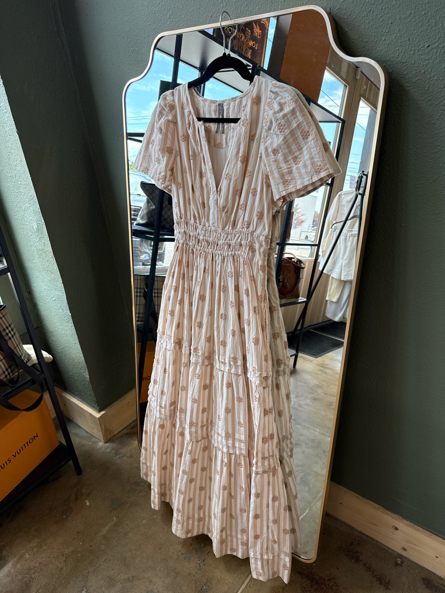 Anthropologie Size XS Cream/Brown Dress