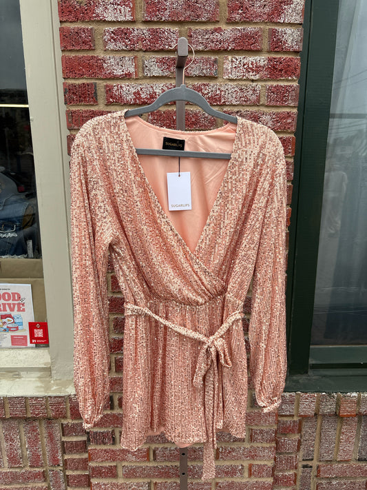 Sugarlips Size M Peach Sequin Dress
