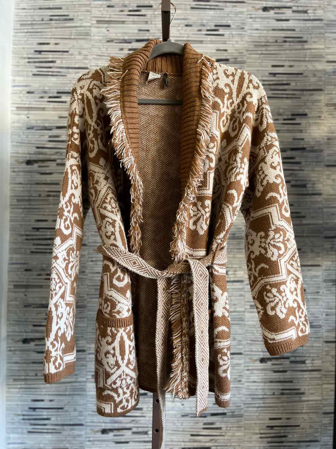 Anthropologie Size M Tan/White Paisley Cardigan